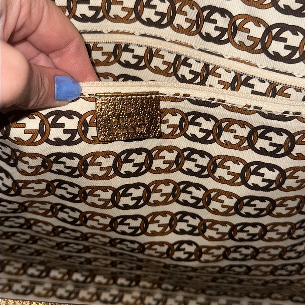 EXCELLENT Condition Gold and brown canvas Gucci Princy Tote - Picture 12 of 16